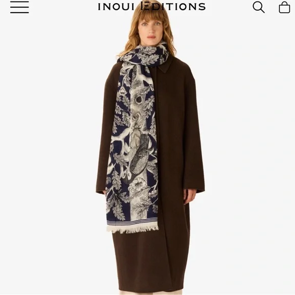 NWT Inoui Editions Archimede Owls in Tree Wool Scarf - Picture 4 of 7